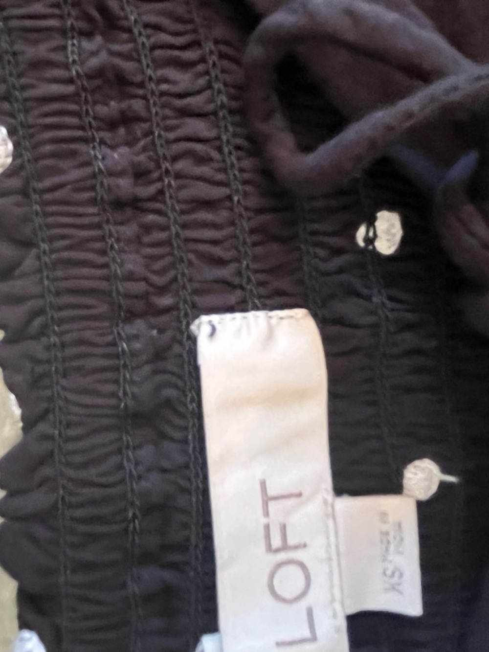 LOFT Black top with White Polka Dot Detail - Picture 3 of 3